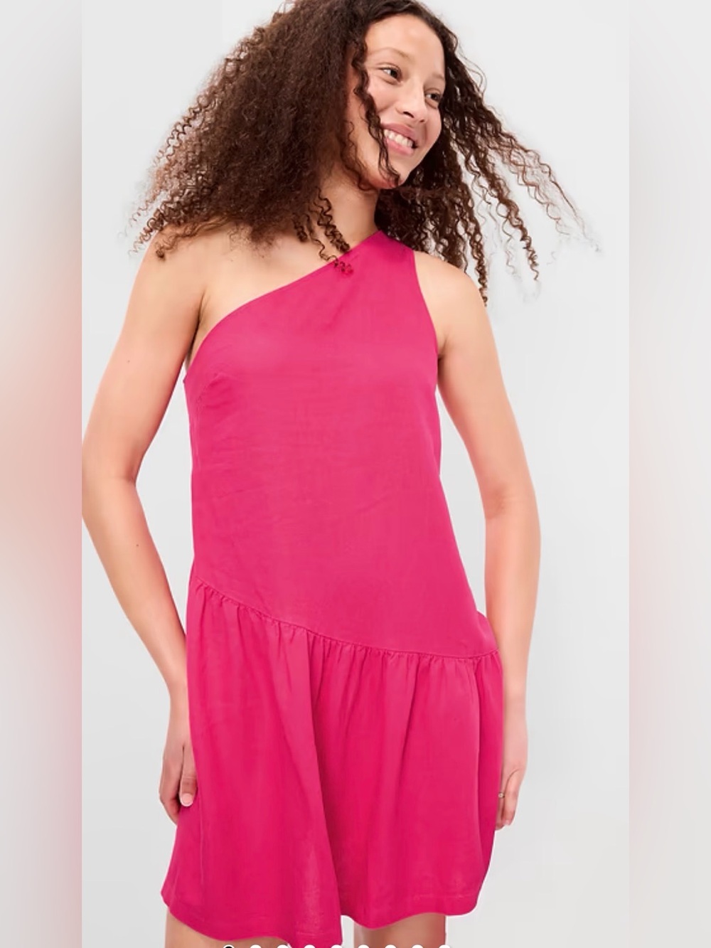 NWT One-Shoulder Asymmetrical Linen-Blend Mini Dress